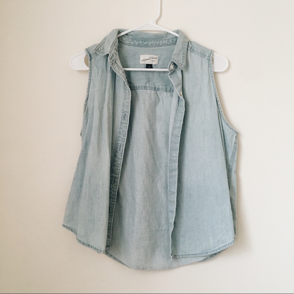 Denim button up tank top